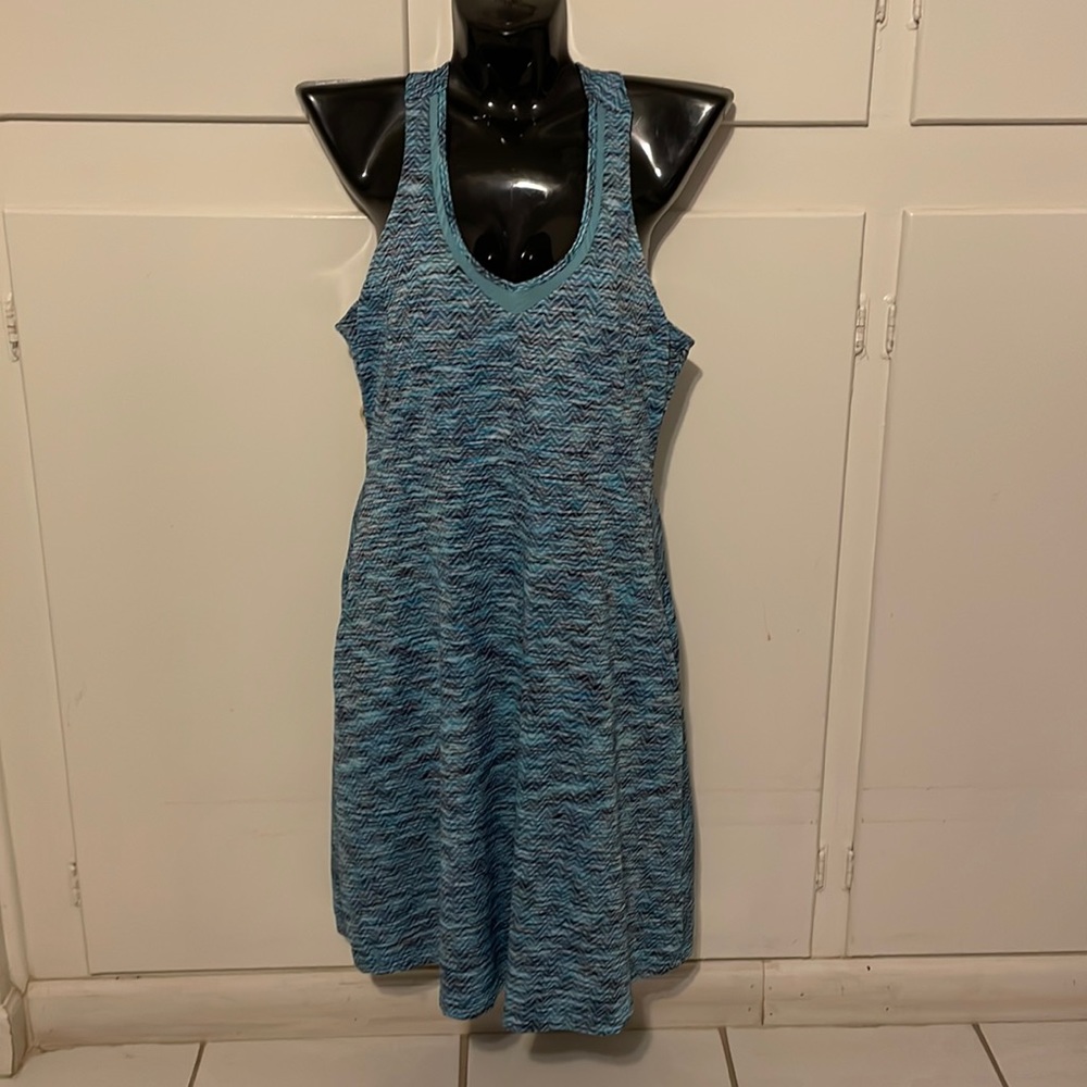 💖 MPG tennis Blue Stripe Athletic Sleeveless Mini Dress